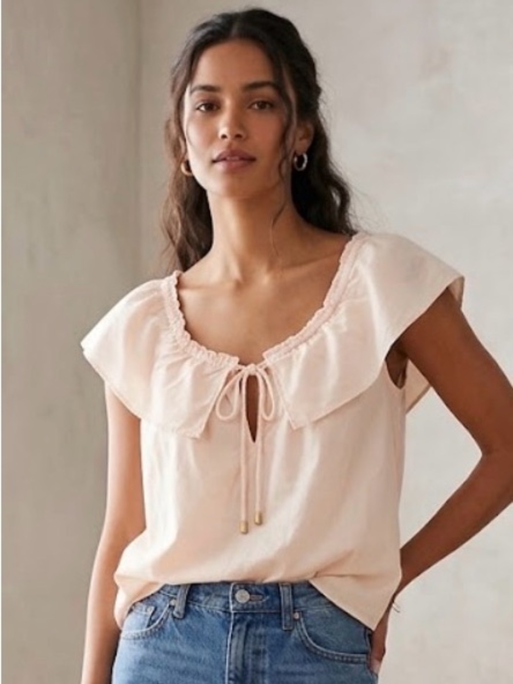 Free People p2p 22” Far Out Ruffle Poplin Top NWOT